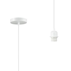 D0181  Dreifa 1.5m Single Pendant, 1 x E27, White/White Cable (Maximum Load 1.5kg)
